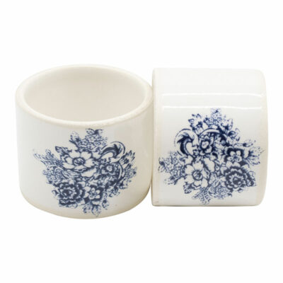 Ceramic Decal Napkin Ring, Set of 4 - Blue M