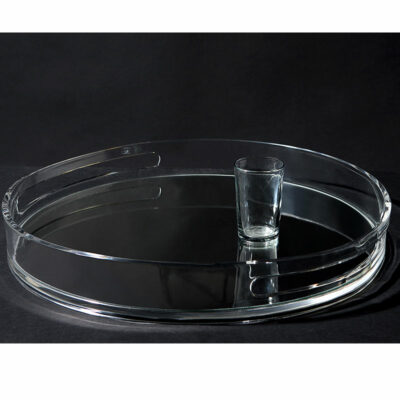 Perspex Round Edge Tray with Mirror Base