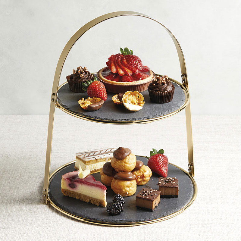 Artesà Tiered Brass & Slate Cake Stand - Image 2
