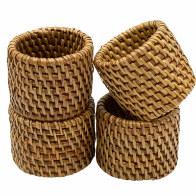Fine Rattan Napkin Rings, Set of 8