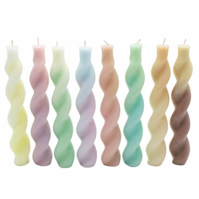 Large Pastel Twisted Candle, Set of 2