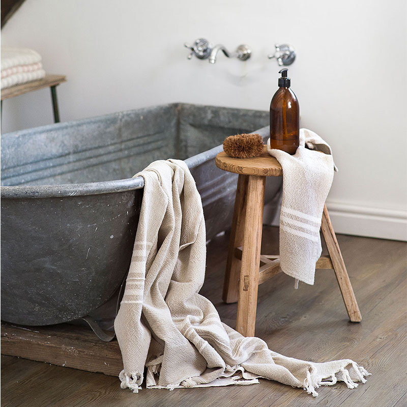 Large Towel with Variegated Stripes - Image 2