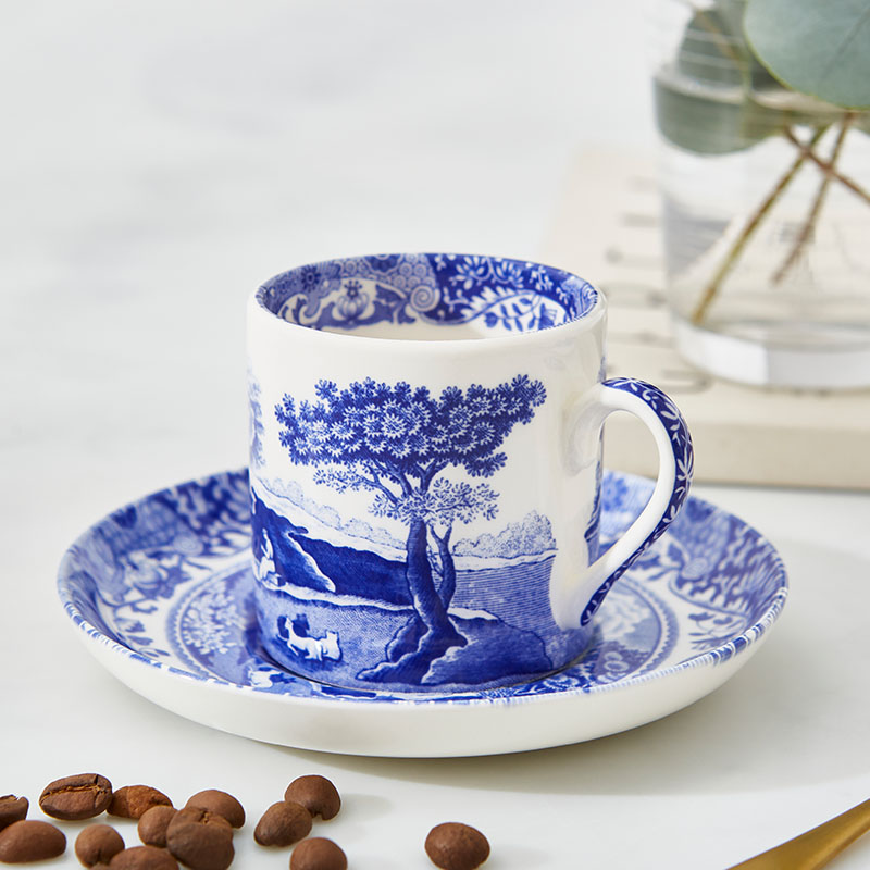 Bespoke Home - Spode Blue Italian Espresso Cup & Saucer, Set of 4