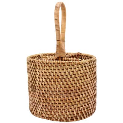 Fine Rattan Round Cutlery Holder