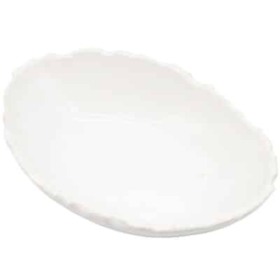 White Chipped Round Bowl