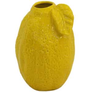 Yellow Lemon Vase with Leaf