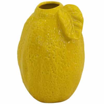 Yellow Lemon Vase with Leaf