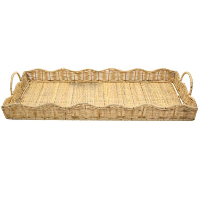 Scalloped Rattan Tray
