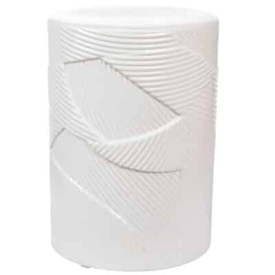 White Textured Footstool