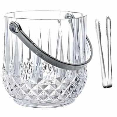 Glass Ice Bucket with Handles & Tongs