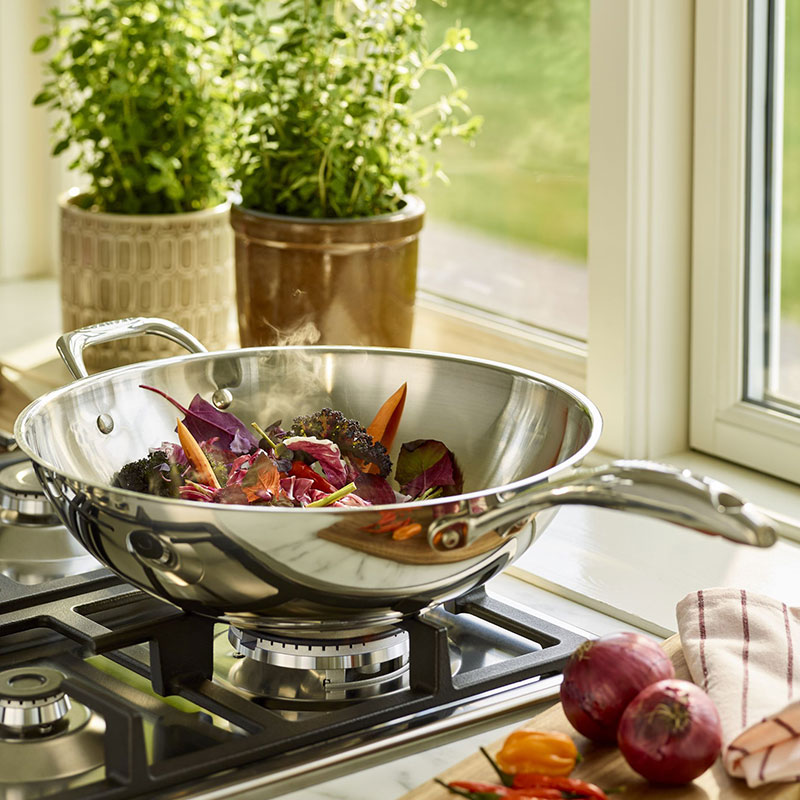 Stainless Steel Wok, 32cm - Image 2