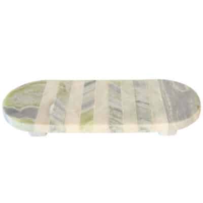 Oval Green & White Marble Board on Feet