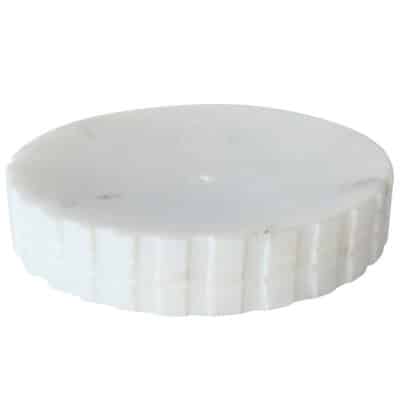 Round White Scallop Marble Soap Dish