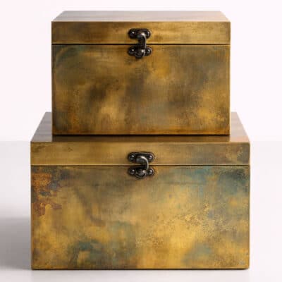 Iridescent Brass Boxes, Set of 2