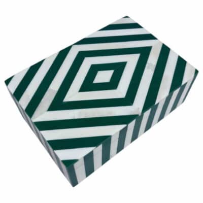 Green & Ivory Diamond Bone Box